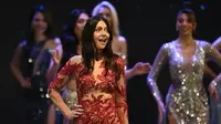 Kontestan Alejandra Rodriguez berkompetisi dalam kontes Miss Universe Argentina, di Buenos Aires, Argentina, Sabtu, 25 Mei 2024. (dok. AP Photo/Gustavo Garello)