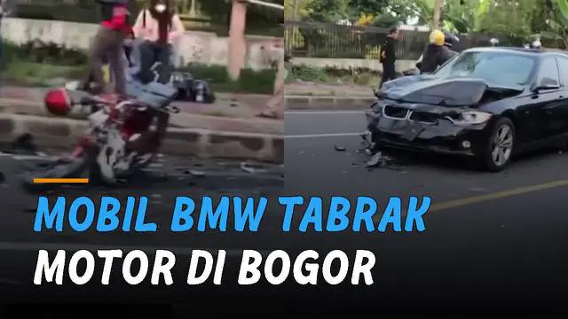 Kecelakaan yang melibatkan mobil BMW dengan sepeda motor. kejadian itu terjadi di daerah Cisarua, Bogor.