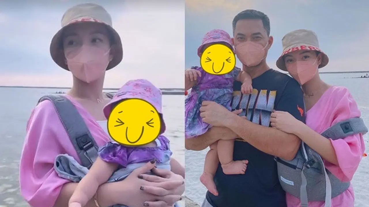 6 Momen Liburan Zaskia Gotik Bareng Suami dan Anak, Nikmati Indahnya Pantai Ancol