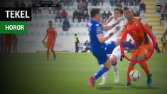 Kiper Vitoria Guimaraes, Douglas Jesus mendapatkan kartu merah karena tekel horornya.