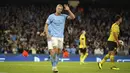 Demi menghormati mantan klubnya, ia kemudian tak melakukan selebrasi untuk gol kemenangan Manchester City ini. (AP/Dave Thompson)