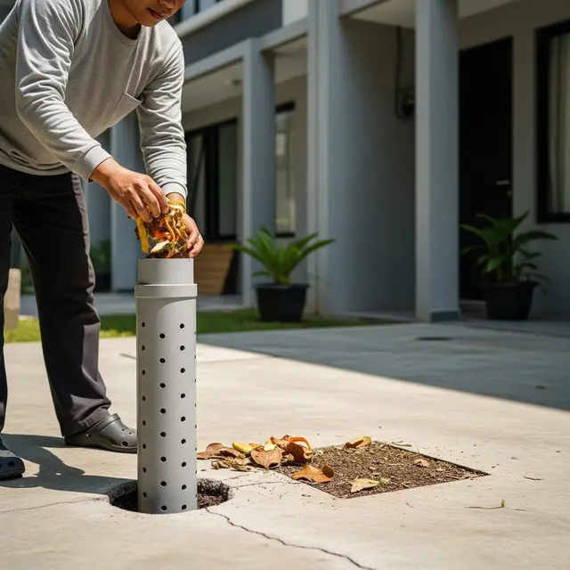 Aplikasi Biopori di Lantai Beton (Gemini AI)