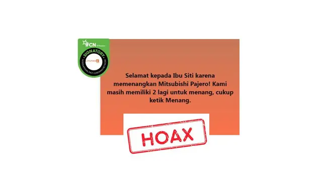 Cek Fakta Pajero gratis