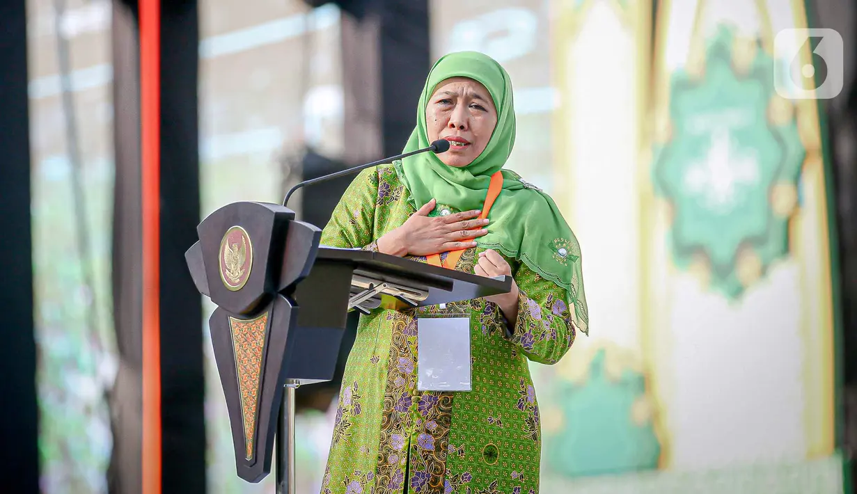 Dalam keterangan resminya, Khofifah Indar Parawansa menyampaikan permohonan maaf bila acara Hari Lahir (Harlah) Muslimat NU ke-78 menganggu arus lalu lintas di sekitar GBK. (Liputan6.com/Faizal Fanani)