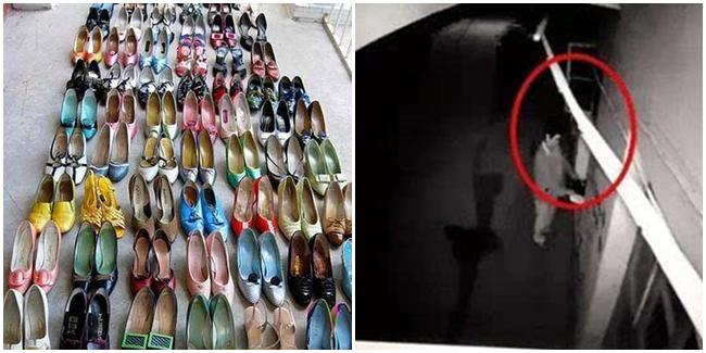 Ratusan pasang sepatu hasil curian Yang. | Foto: copyright shanghaiist.com