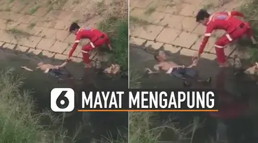 Beredar video pria seperti mengapung disungai dikira mayat. Ternyata sedang berendam hingga ketiduran.