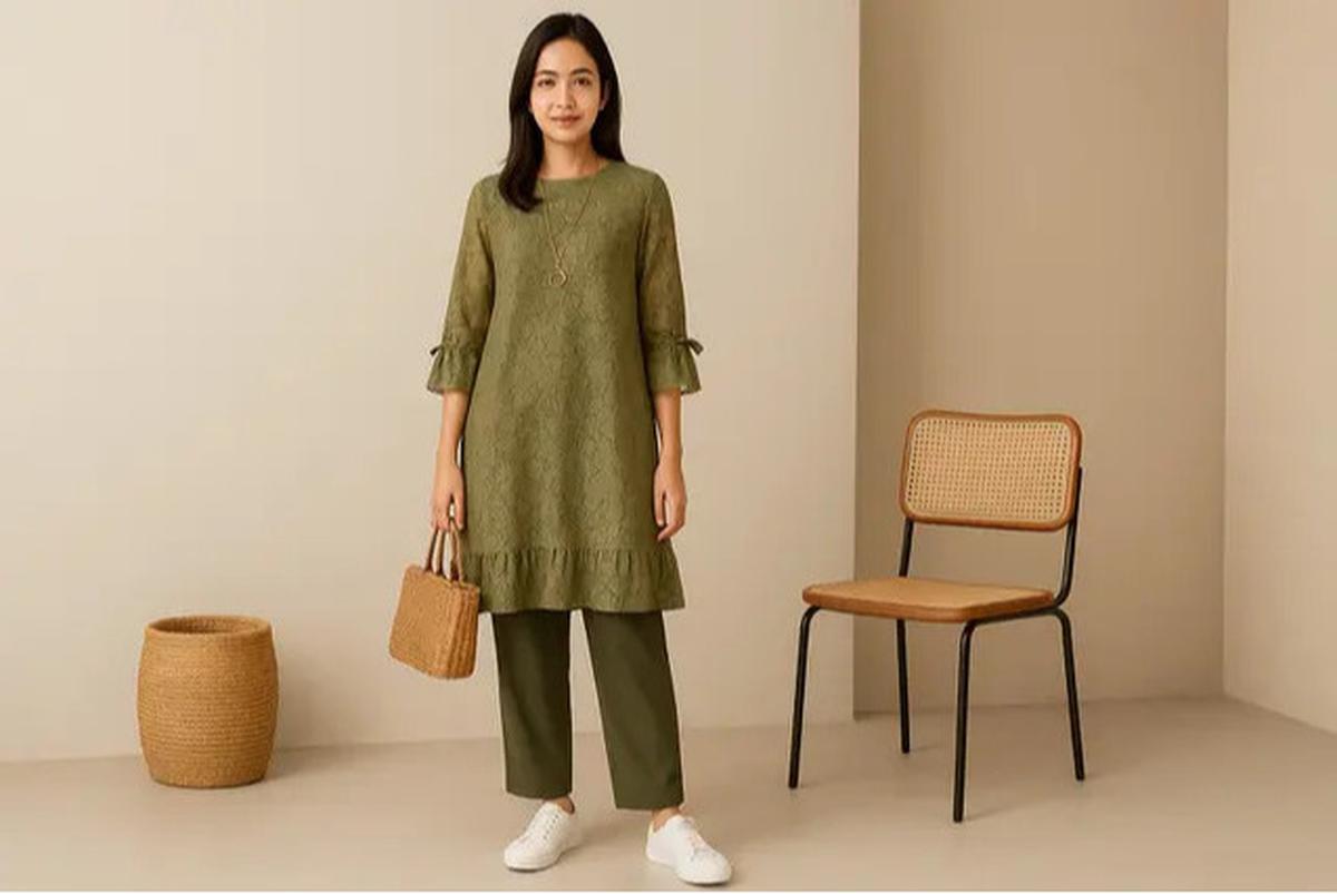7 Model Gamis Brokat Selutut Non Hijab yang Sopan dan Elegan, Anti Kaku