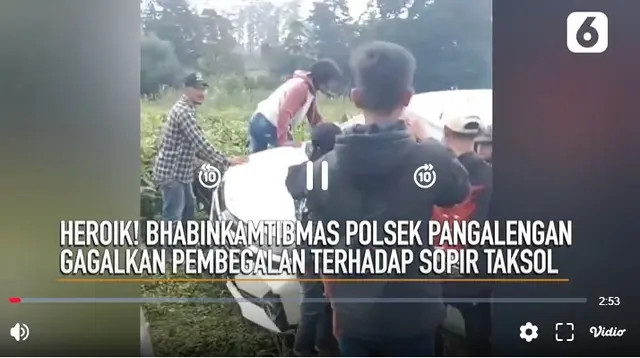 Anggota Bhabinkamtibmas Polsek Pangalengan, Kabupaten Bandung, Jawa Barat, menggagalkan pembegalan terhadap seorang sopir taksi online pada Selasa (16/4/2024). (Foto:Liputan6)