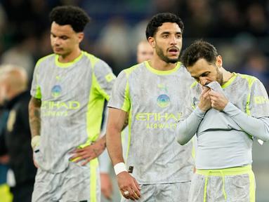 Raut kekecewaan para pemain Manchester City usai hasil imbang 3-3 kontra Everton pada laga pekan ke-35 Premier League, Selasa (05/05/2026) dini hari WIB. (AP Photo/Dave Thompson)