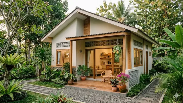 Desain Rumah 6x9 dengan Konsep Tropis yang Sejuk dan Hemat Lahan
