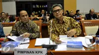 Plt pimpinan KPK Johan Budi saat mengikuti Rapat Dengar Pendapat (RDP) dengan Komisi III DPR di Jakarta, Senin (7/9/2015). RDP yang membahas Rencana Kerja dan Anggaran dihadiri BNN, KPK, dan PPATK. (Liputan6.com/Johan Tallo)