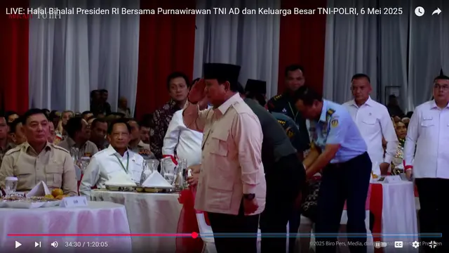 Momen Hangat Prabowo dan Try Sutrisno: Saling Hormat di Halalbihalal Purnawirawan