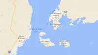 Pulau Tiran dan Pulau Sanafir di Laut Merah. (Dok. Google Maps)