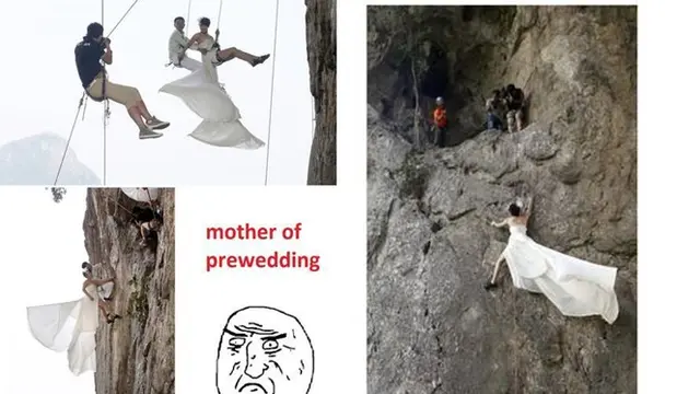 6 Potret Perjuangan Prewedding Unik Ini Bikin Elus Dada