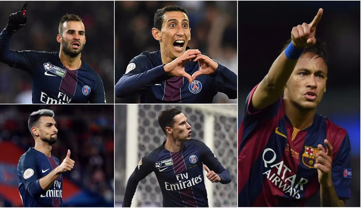 Berikut ini Julian Draxler dan lima pemain PSG yang posisinya menjadi terancam karena kedatangan Neymar. (Kolase foto-foto dari AFP)
