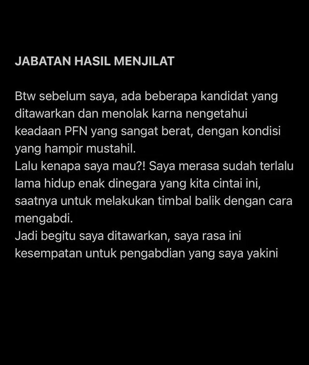 Ifan Seventeen Klarifikasi Tudingan Dapat Jabatan Dirut PFN dari Hasil Menjilat Penguasa