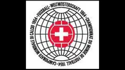 Logo Piala Dunia tahun 1954 di Swiss. Sebuah bola dunia dengan pusatnya sebuah bola berwarna merah berlambang palang berwarna putih yang mencirikan berndera Swiss (Istimewa)