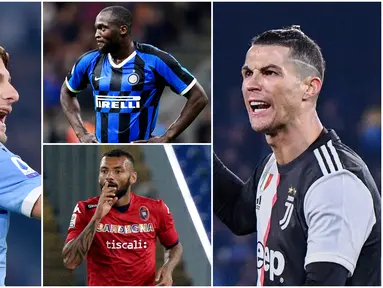 Berikut ini daftar top scorer sementara Serie A pekan ke 22. Bomber Lazio, Ciro Immobile, di posisi pertama dengan 25 gol, sementara bintang Juventus, Cristiano Ronaldo, di urutan ke dua dengan 19 gol. (Foto Kolase AFP)
