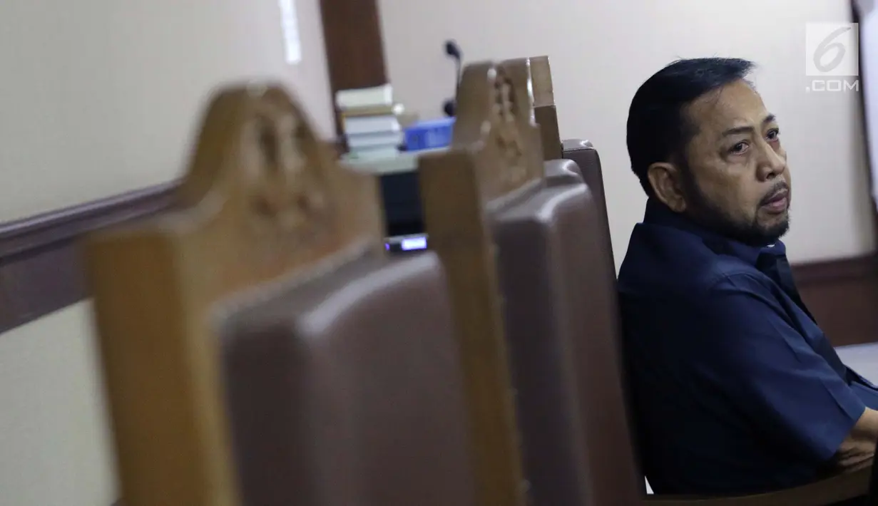 Terpidana kasus korupsi pengadaan e-KTP, Setya Novanto saat mengikuti sidang pengajuan permohonan peninjauan kembali (PK) ke Mahkamah Agung di Pengadilan Negeri Jakarta Pusat, Rabu (28/8/2019). Sidang beragendakan pembacaan nota permohonan peninjauan kembali. (Liputan6.com/Helmi Fithriansyah)