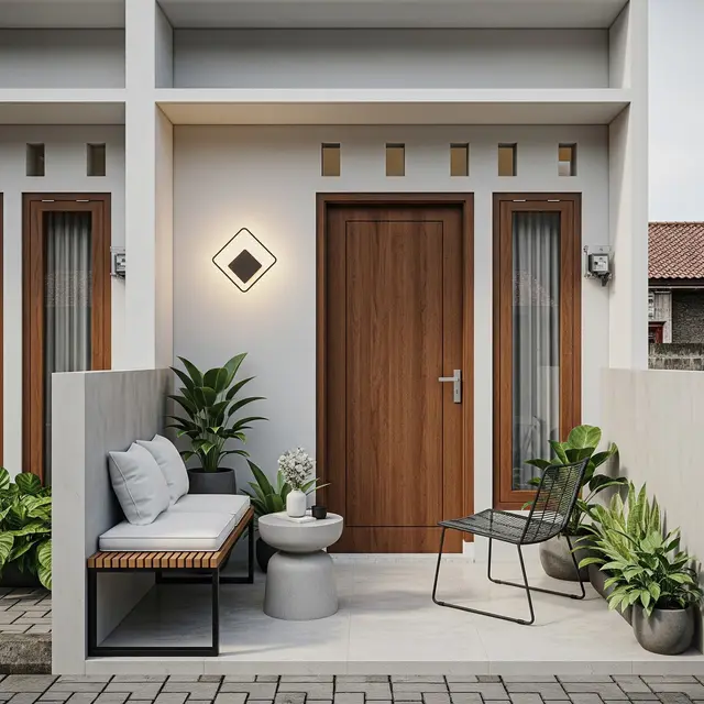 Teras Rumah Kampung Minimalis (Gemini AI)