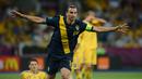 5. Zlatan Ibrahimovic telah mencetak 6 gol dalam 10 partai di Piala Eropa 2004, 2008, dan 2012 bagi Swedia. (AFP/Jeff Pachoud)