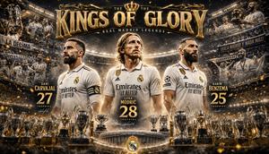 Trio legenda Real Madrid, Dani Carvajal, Luka Modric, Karim Benzema. (Bola.com/AI Generated)