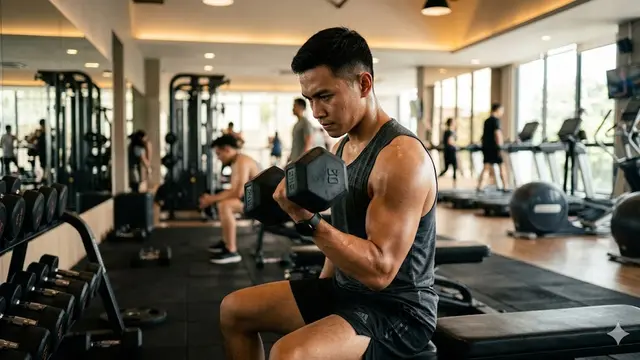 ilustrasi latihan di gym