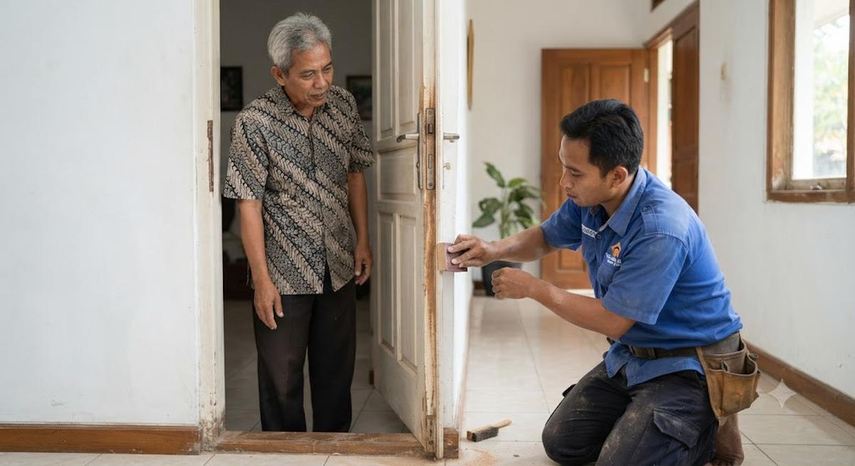 Cara Mengatasi Pintu Kayu yang Sulit Ditutup dengan Cara Menghaluskan Bagian Kayu yang Menyentuh Kusen
