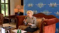 Duta Besar Rusia untuk Indonesia Lyudmila Vorobieva dalam press briefing bersama awak media pada Rabu (12/10/2022). (Liputan6/Benedikta Miranti)