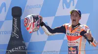 Pembalap Repsol Honda, Marc Marquez, menjadi juara di MotoGP Aragon, Minggu (23/9/2018) (AFP/Jose Jordan)