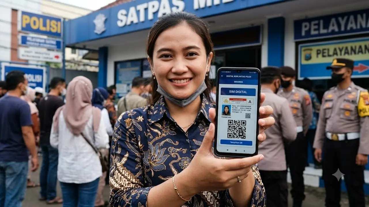 Tunjukkan SIM Digital dari Aplikasi Digital Korlantas Polri (AI Generated)