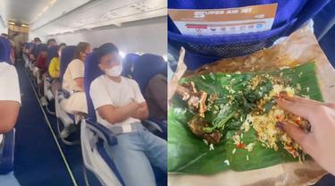 Viral Wanita Makan Nasi Padang di Pesawat