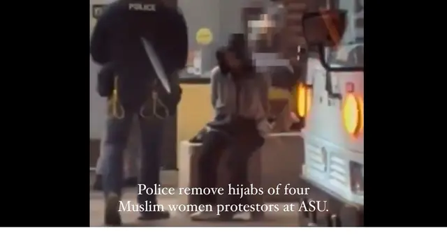 Viral Video Polisi Pria Amerika Buka Paksa Hijab 4 Mahasiswi Peserta Demo Pro-Palestina