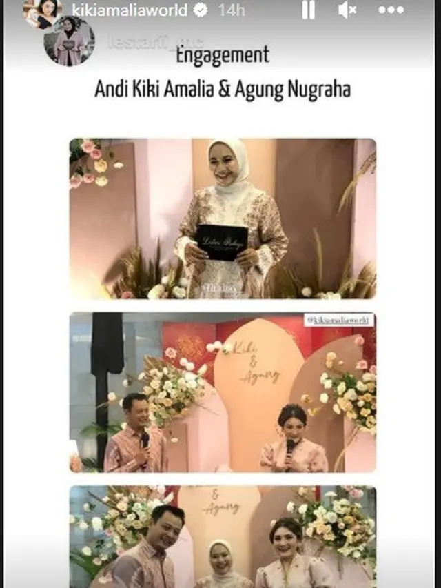 Kiki Amalia dan Agung Nugraha gelar acara lamaran (Foto: Instagram lestarii_mc)