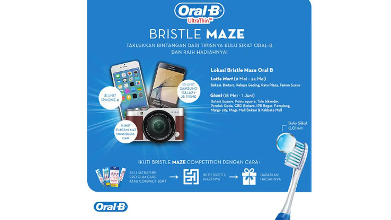 Yuk, taklukkan rintangan dari tipisnya bulu sikat Oral-B dan raih hadiahnya! 