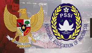 Logo PSSI dan Timnas Indonesia. (Bola.com/Dody Iryawan)