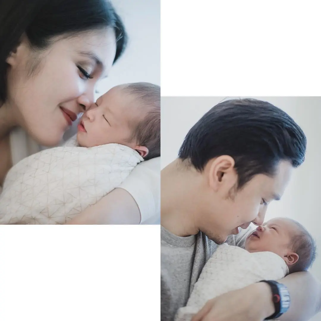 Sandra Dewi bersama suami, Harvey Moeis dan anaknya, Raphael Moeis, saat berusia tiga hari. (Instagram - @sandradewi88)