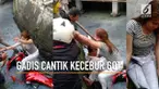 Silvy alami nasib yang buruk karena motornya tercebur di got. Namun gadis tersebut mendapat pertolongan dari banyak pria.