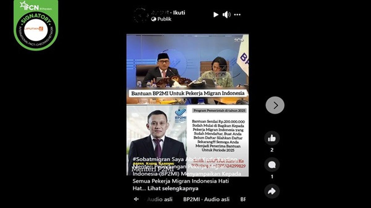Cek Fakta: Tidak Benar dalam Video Ini Menteri P2MI Bagikan Bantuan Rp 200 Juta untuk Pekerja Migran