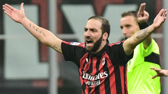 Gonzalo Higuain kembali tampil di Serie A setelah menjalani larangan bertanding dalam dua pertandingan akibat kartu merah. (AFP/Miguel Medina)