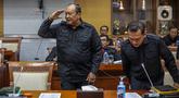 Wakil Kepala Badan Intelijen Negara (Waka BIN) Letnan Jenderal TNI (Purn) Teddy Lhaksmana Widya Kusuma bersiap mengikuti rapat kerja dengan Komisi I DPR di kompleks Parlemen, Jakarta, Kamis (8/6/2023).  (Liputan6.com/Faizal Fanani)