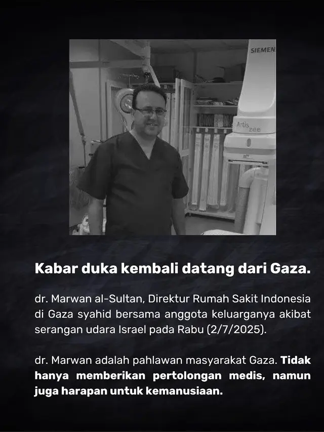 Direktur Rumah Sakit Indonesia di Gaza Dokter Marwan al-Sultan. (Instagram mercindonesia)
