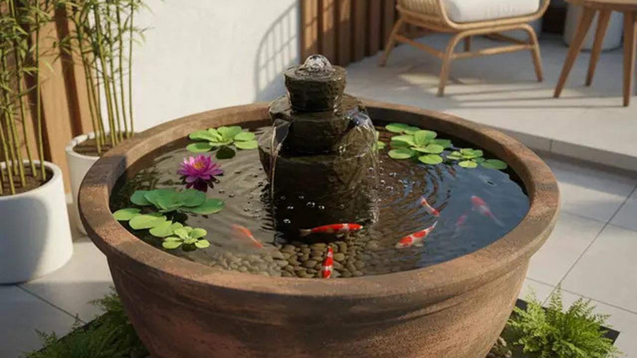 7 Model Kolam Ikan Mini dengan Air Mancur di Teras Rumah, Bikin Suasana Lebih Asri