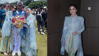 6 Potret Dewi Perssik dengan Kebaya Brokat Biru Muda saat Hadiri Wisuda Taruna di Magelang, Elegan dan Anggun