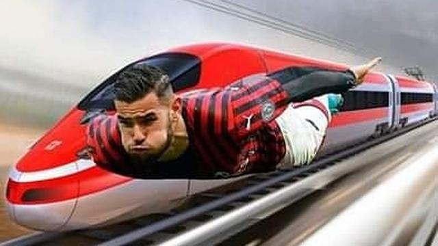 Foto Editan Theo Hernandez saat Selebrasi