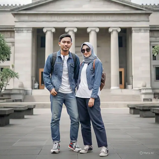 Outfit Kasual dengan Setelan Jaket Denim/Gambar Via Meta AI