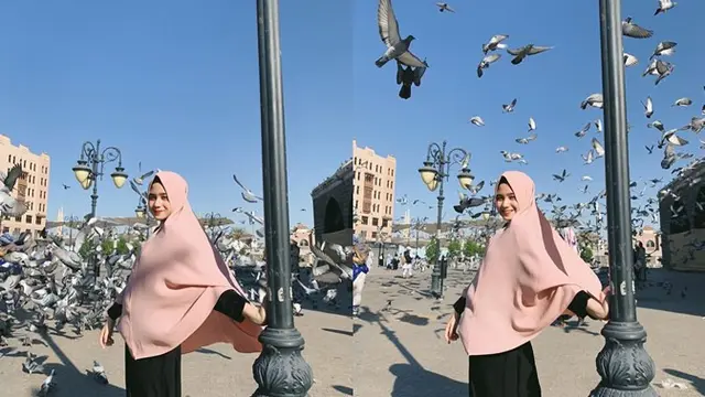 Penampilan wanita 17 tahun ini berhasil mencuri perhatian, ia terlihat begitu cantik dalam balutan hijab.