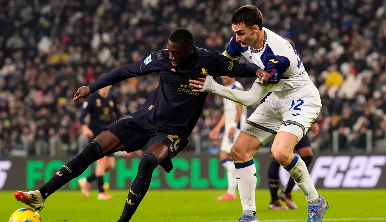 Berkat hasil ini, Juventus berhak kembali naik ke peringkat empat klasemen dengan poin 52, menjaga kans mereka bermain di Liga Champions musim depan. Di sisi lain, Verona tertahan di peringkat 14 dengan poin 26. (Fabio Ferrari/LaPresse via AP)