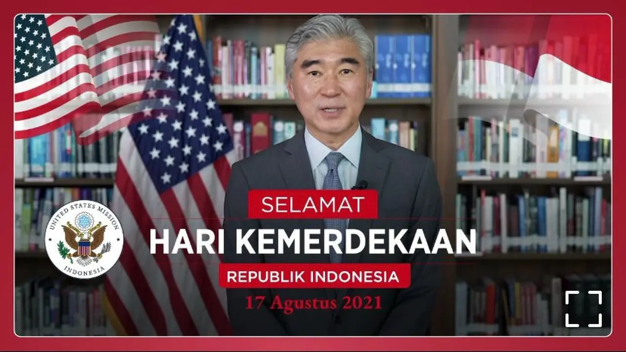 Duta Besar Amerika Serikat untuk Indonesia, Sung Y. Kim menyampaikan ucapan selamat HUT RI ke-76 kepada masyarakat di Tanah Air. (Photo credit: Kedutaan Besar AS via Instagram)