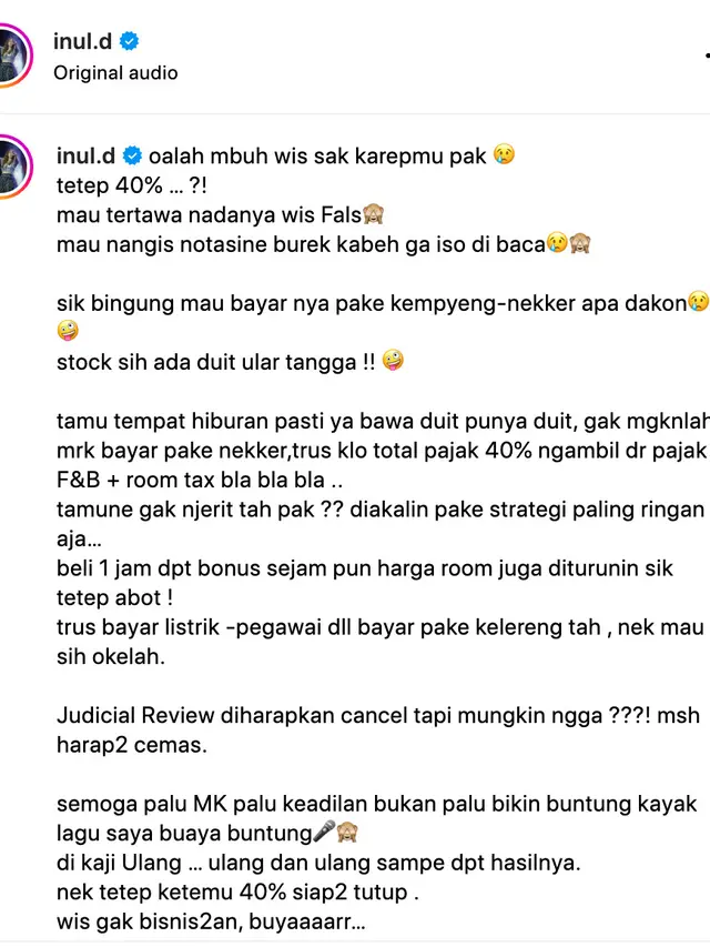 Unggahan Inul Daratista. (Foto: Dok. Instagram @inul.d)